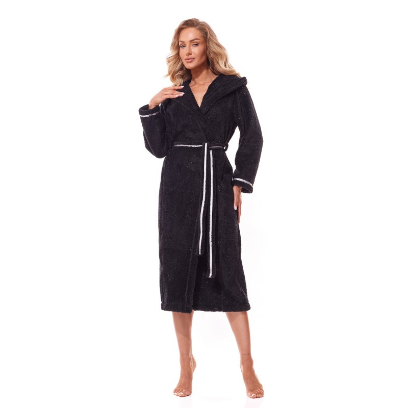 Moteriškas chalatas Modelis Soft Long 2322 Black - L&L